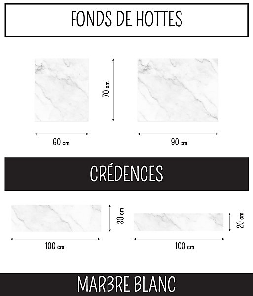 Crédence Cuisine Aluminium MARBRE BLANC 100 cm x 20 cm Ma Nouvelle Décoration