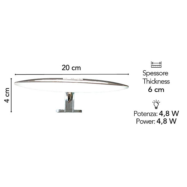 Lampe À Led Ovale Pour Installation En Bordure De Miroir - Alba