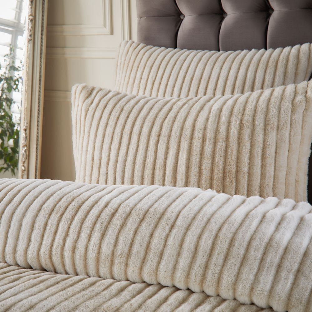 Paoletti Alpine Striped Faux Fur Duvet Cover Set