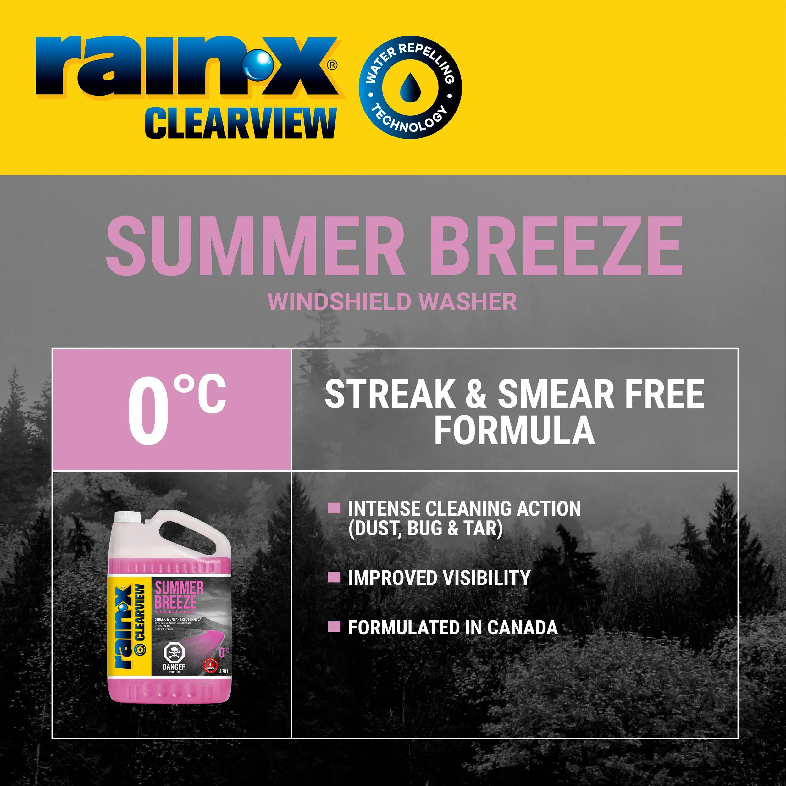 Rain-X ClearView Summer Breeze Windshield Washer Fluid, 0°C, 3.78-L