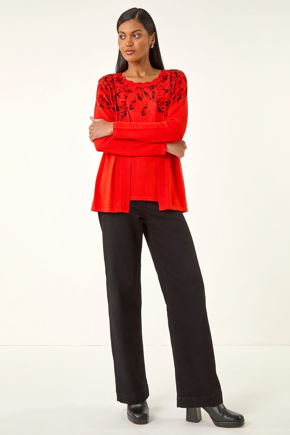 Roman Embellished Print Knit Set