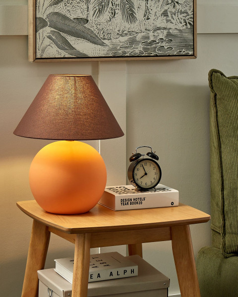 Lampa stołowa nocna ceramiczna 41 cm pomarańczowa