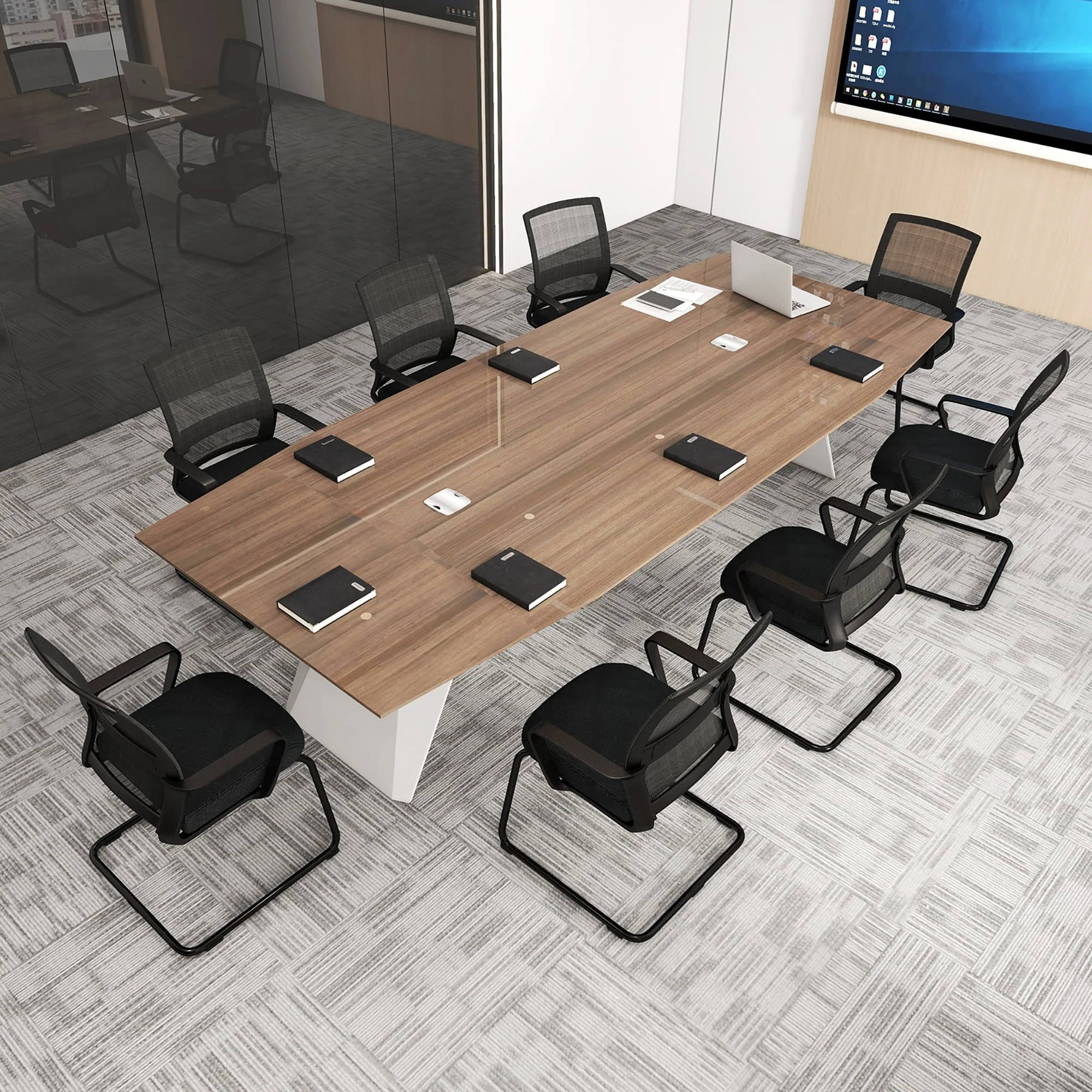 Gymax Office Guest Chair Set of 8 Conference Reception Chair w/ Lumbar