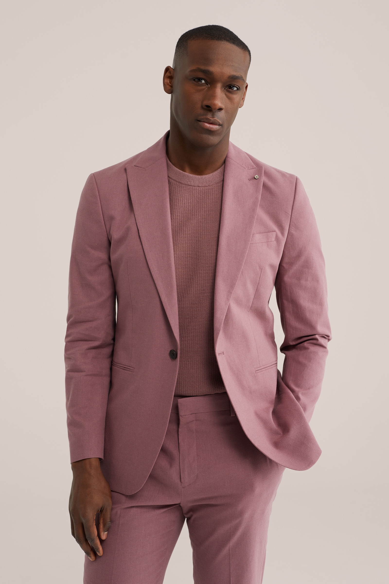 Heren slim fit blazer van linnenmix