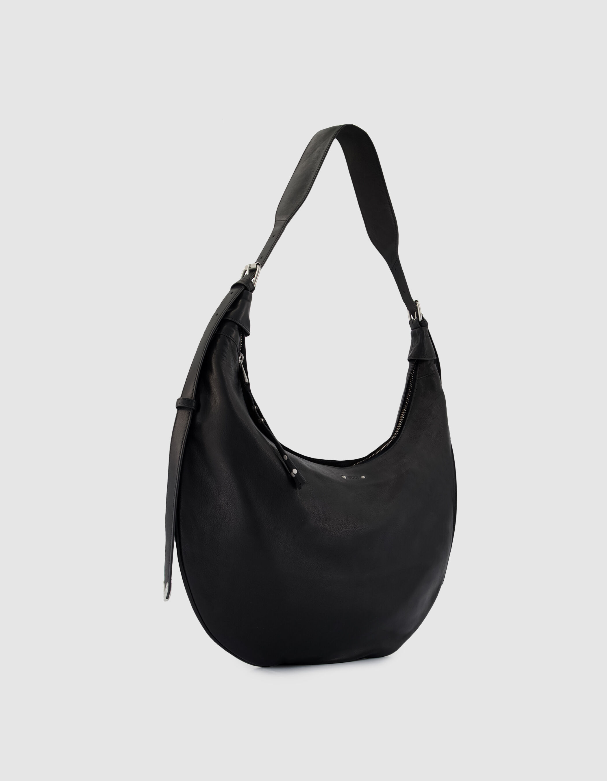 Sac demi-lune noir cuir grainé Allane Femme