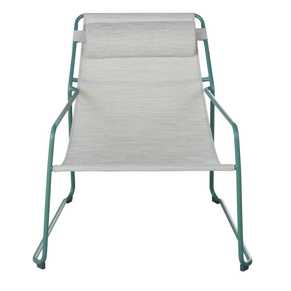 Almas - Transat en toile écrue chiné et acier vert