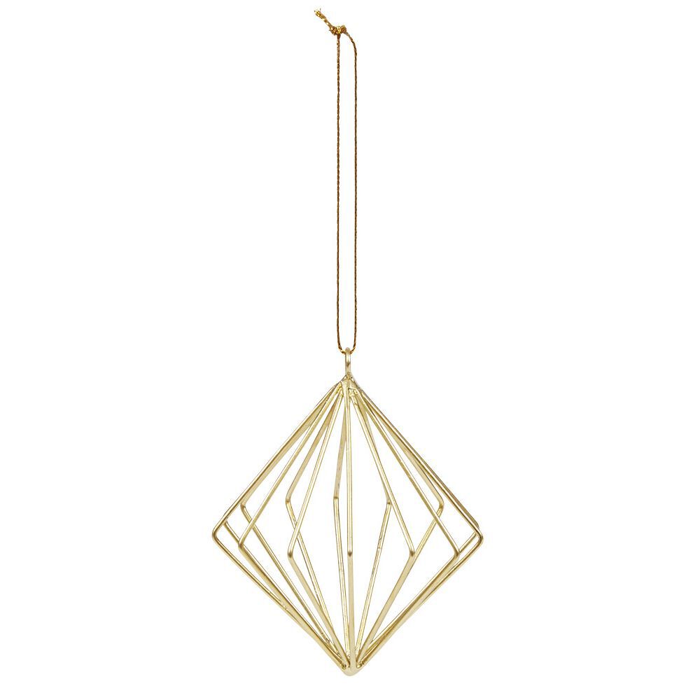 Décoration de No&euml;l diamant en métal doré à suspendre