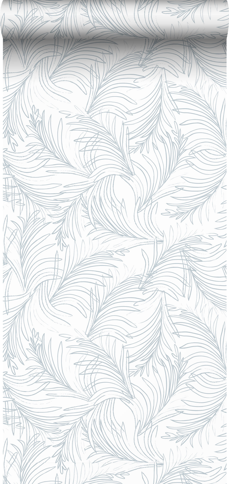 Sanders & Sanders behang veren vergrijsd blauw en wit - 53 cm x 10 m - 640365