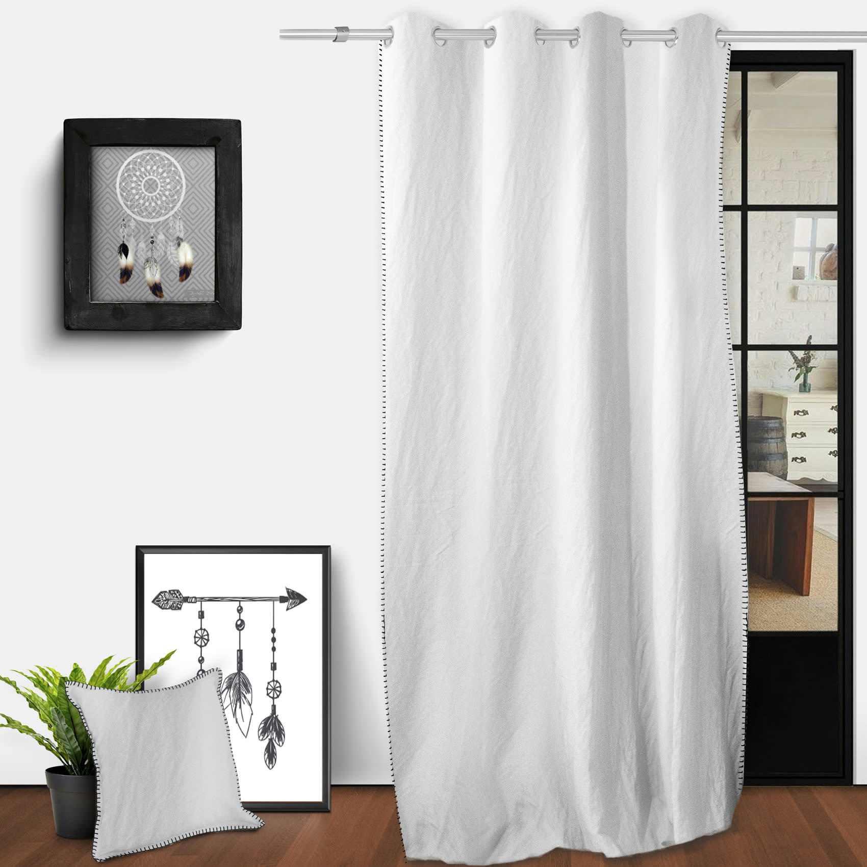 - Rideau à œillets spirit coton blanc 135x250 cm