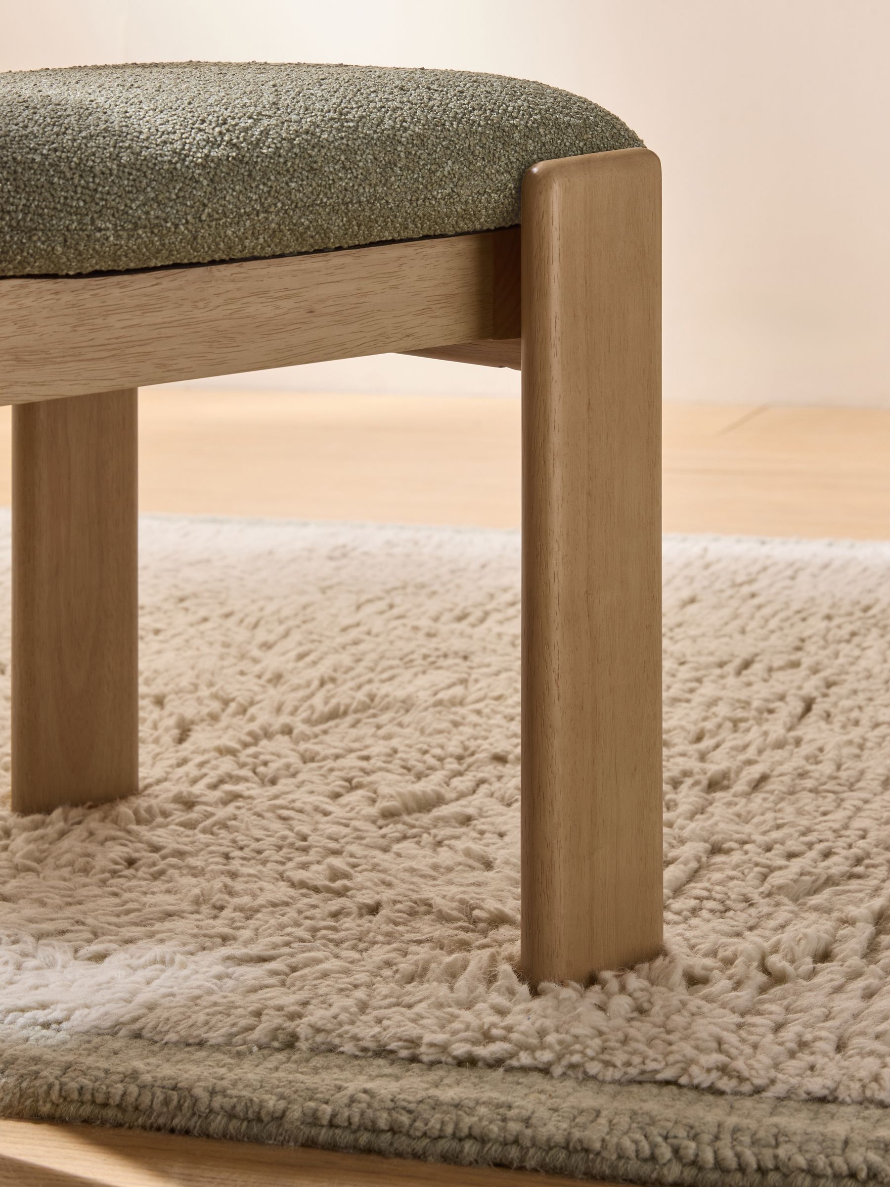 Set of 2 Colton Dark Stain Dining Chairs in Green Boucle