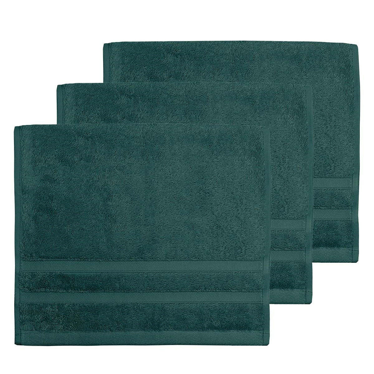 SENSILK - Lot de 3 serviettes invité 600 gr/m²  petrol 30x50 cm