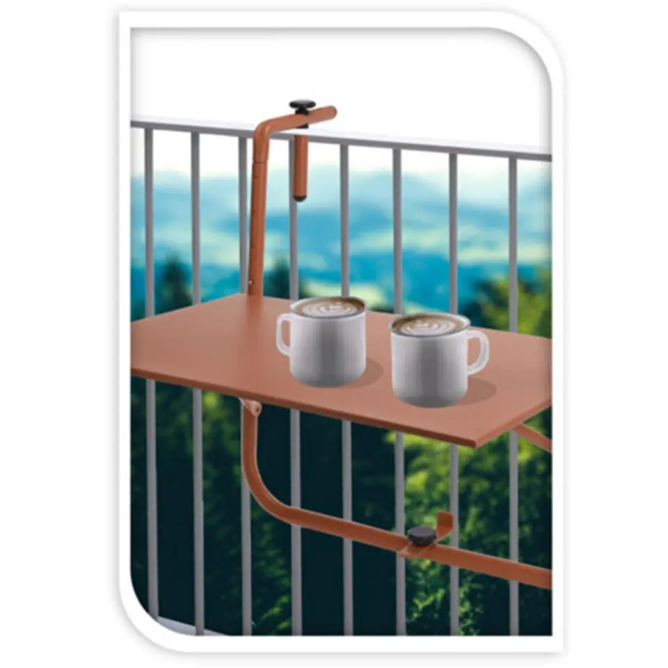 Pro Garden Balkon tafel - metaal - mat terracotta - 60 x 43 cm