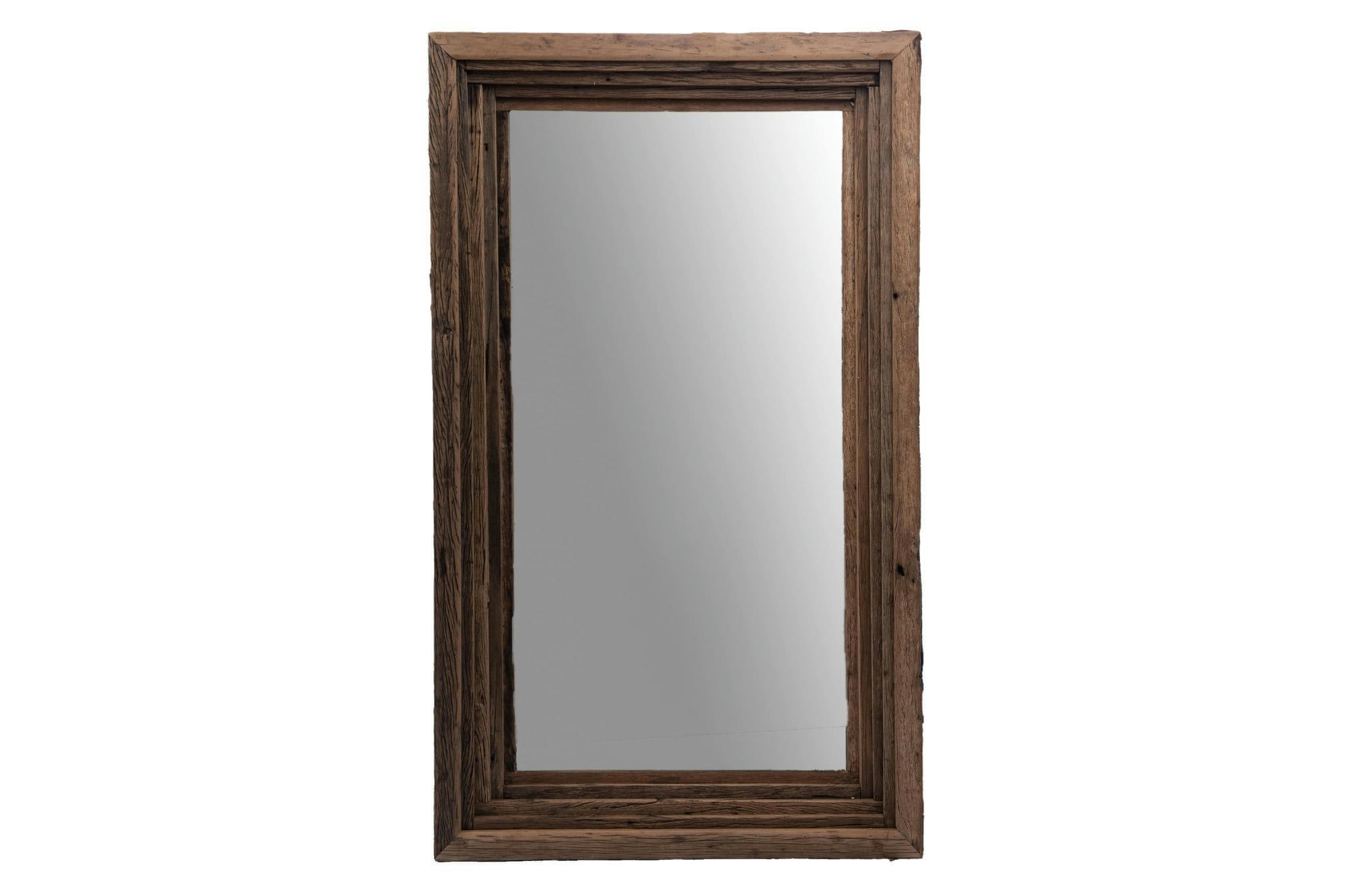 CAIO - Miroir rectangulaire en bois recyclé foncé H150