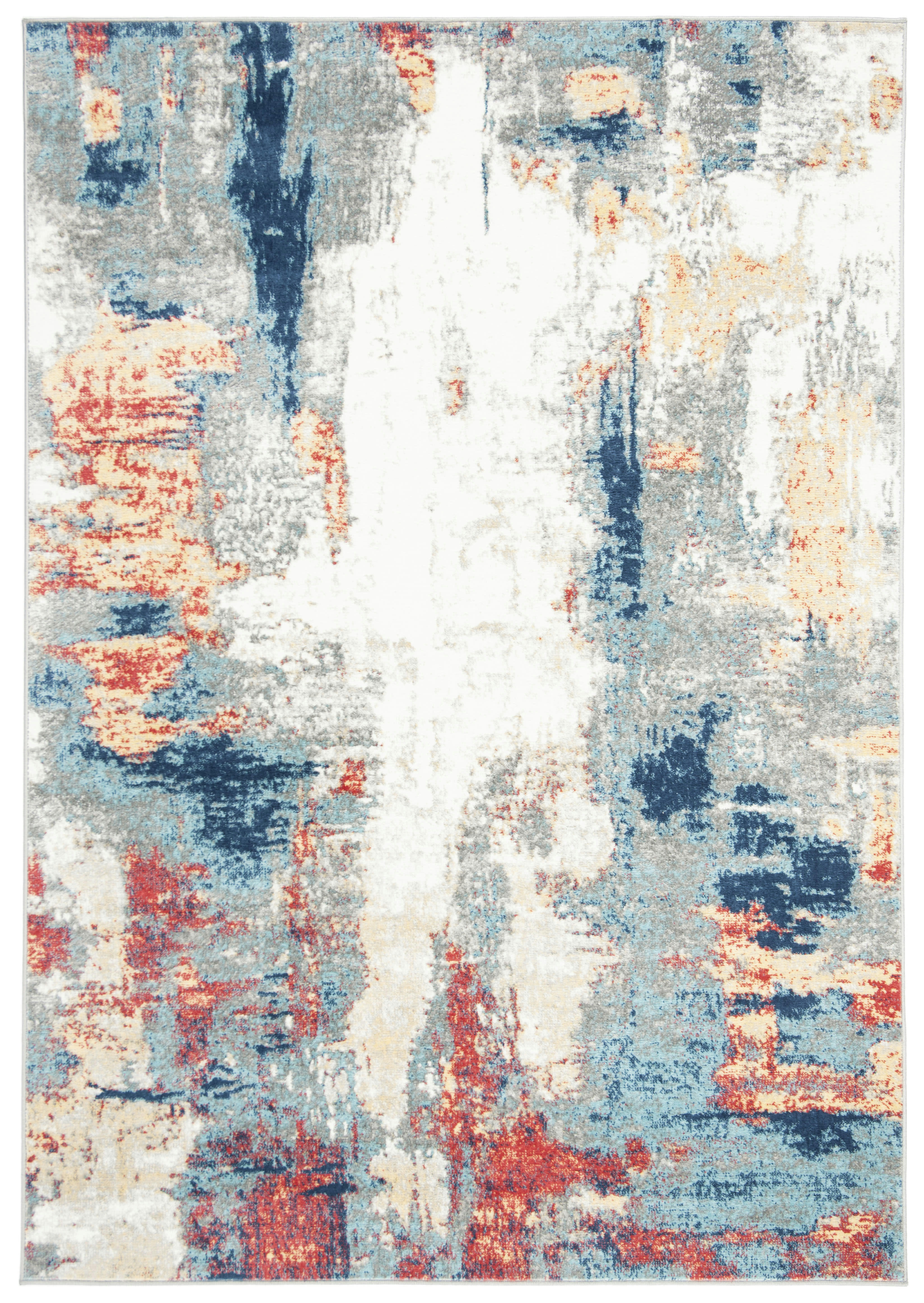 JASPER - Tapis de salon interieur en gris & rouge, 201 x 201 cm