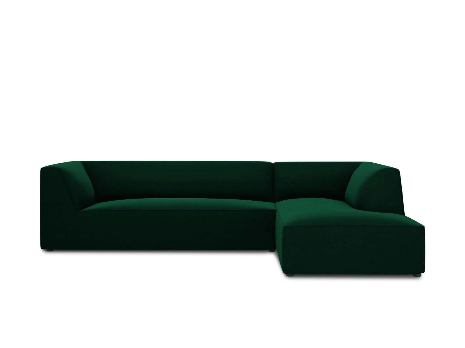 RUBY - Canapé d'angle droit 4 places en tissu velours vert bouteille