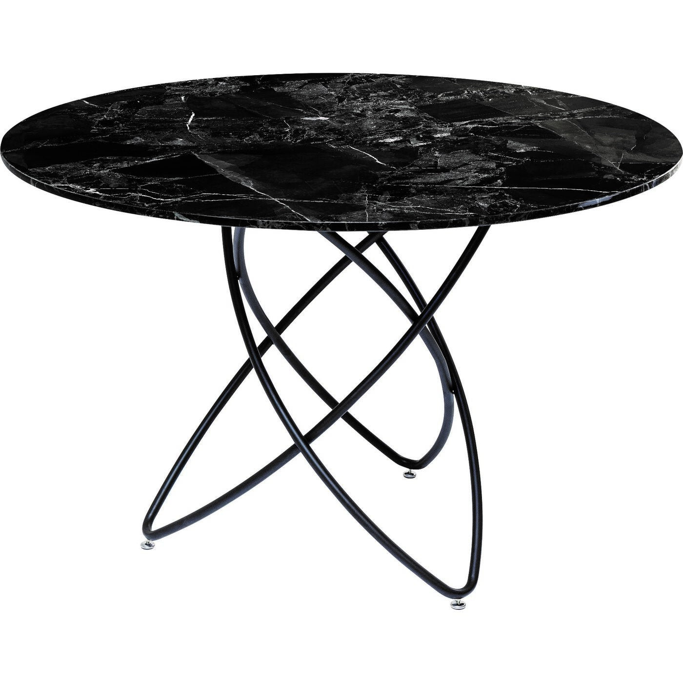 Kare Design Eettafel Molekular Ø120cm marmerprint zwart