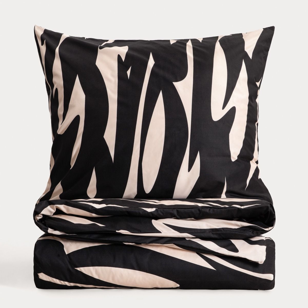 Pościel TARO z mikrofibry czarno-beżowa 160x200   2*70x80 cm