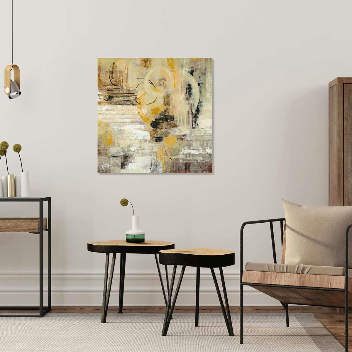 - Tableau Lueur couleur crème imprimé sur toile 50x50cm