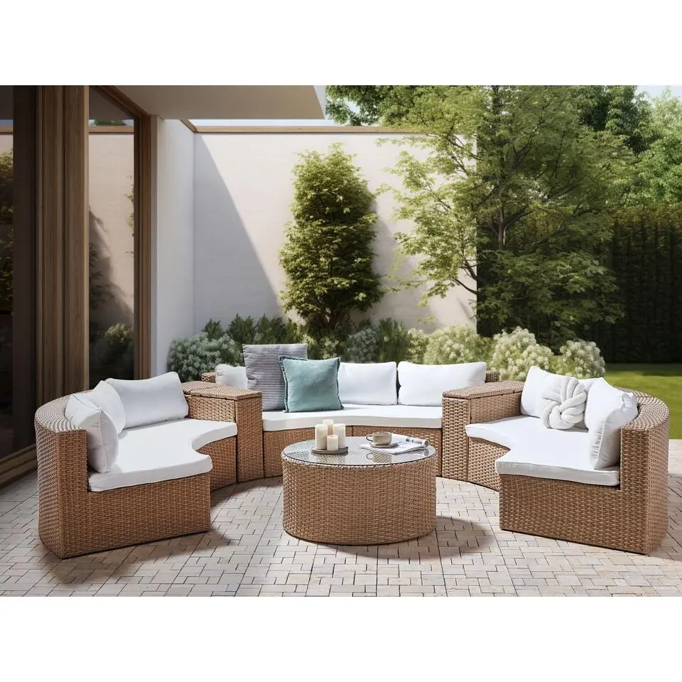 SEVERO - Loungeset voor 9 - Zandbeige - PE rotan