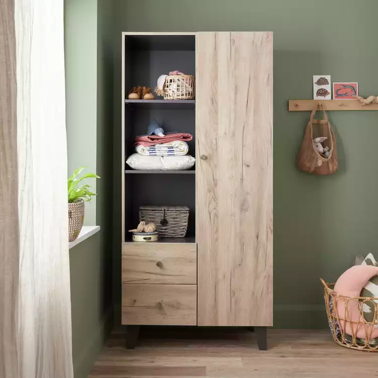 Tutti Bambini Como Nursery 1 Door 2 Drawer Wardrobe - Oak