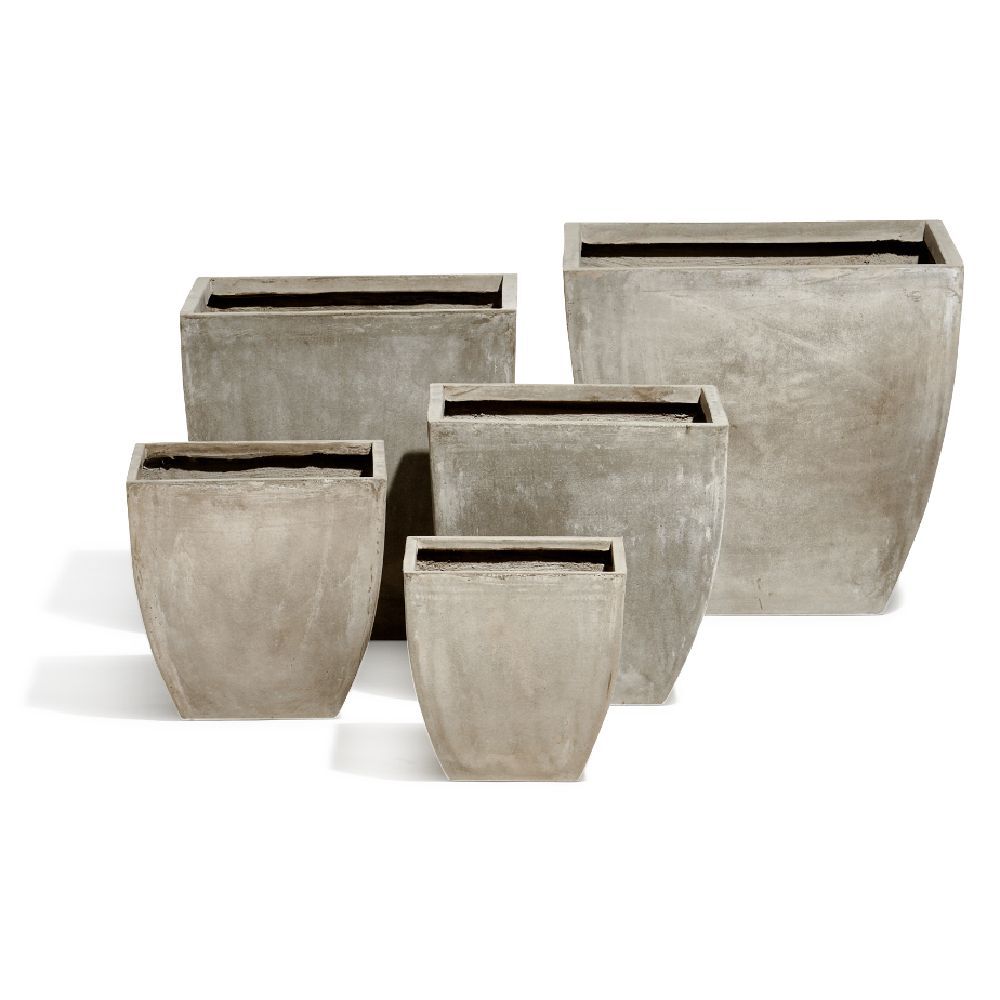 Cache pot fibre d'argile carré effet vieilli gris 56x56xH52cm