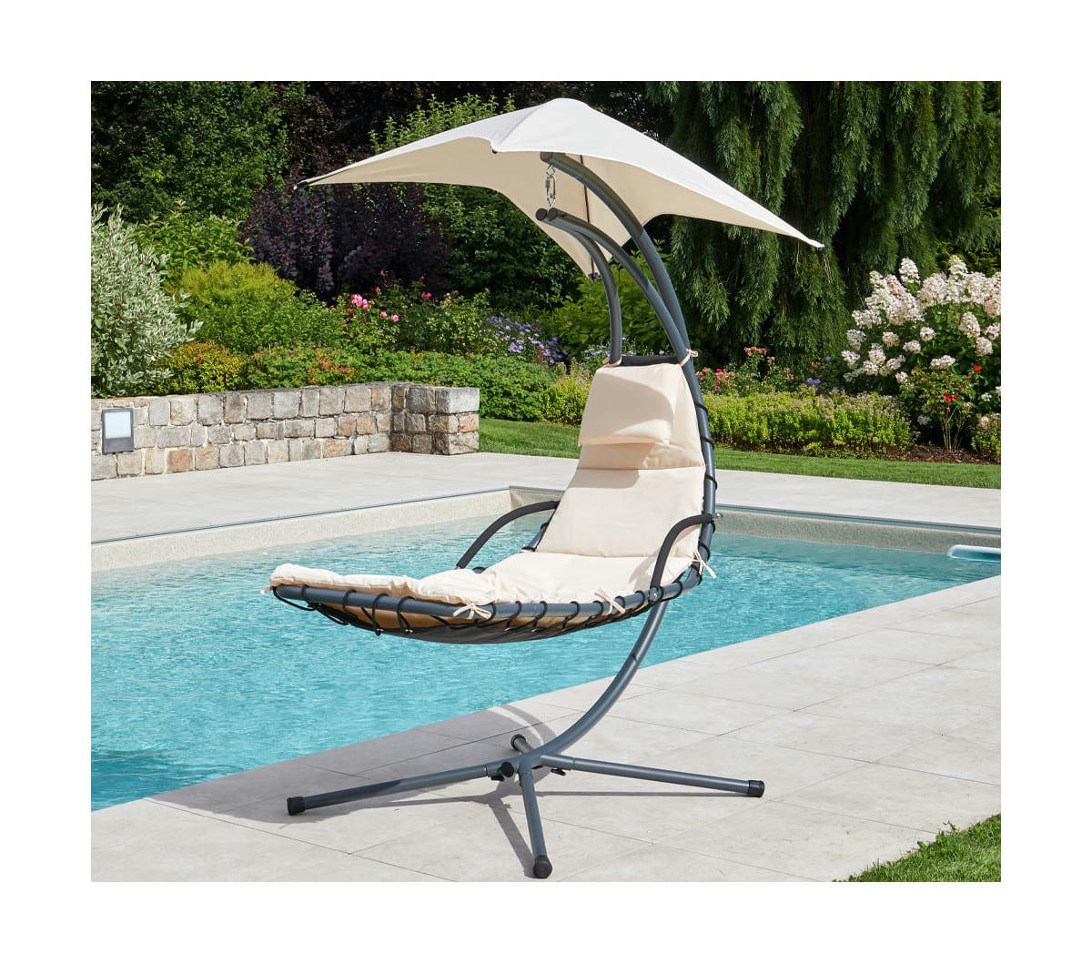 TIJUANA - Fauteuil de jardin suspendu 1 places en acier beige