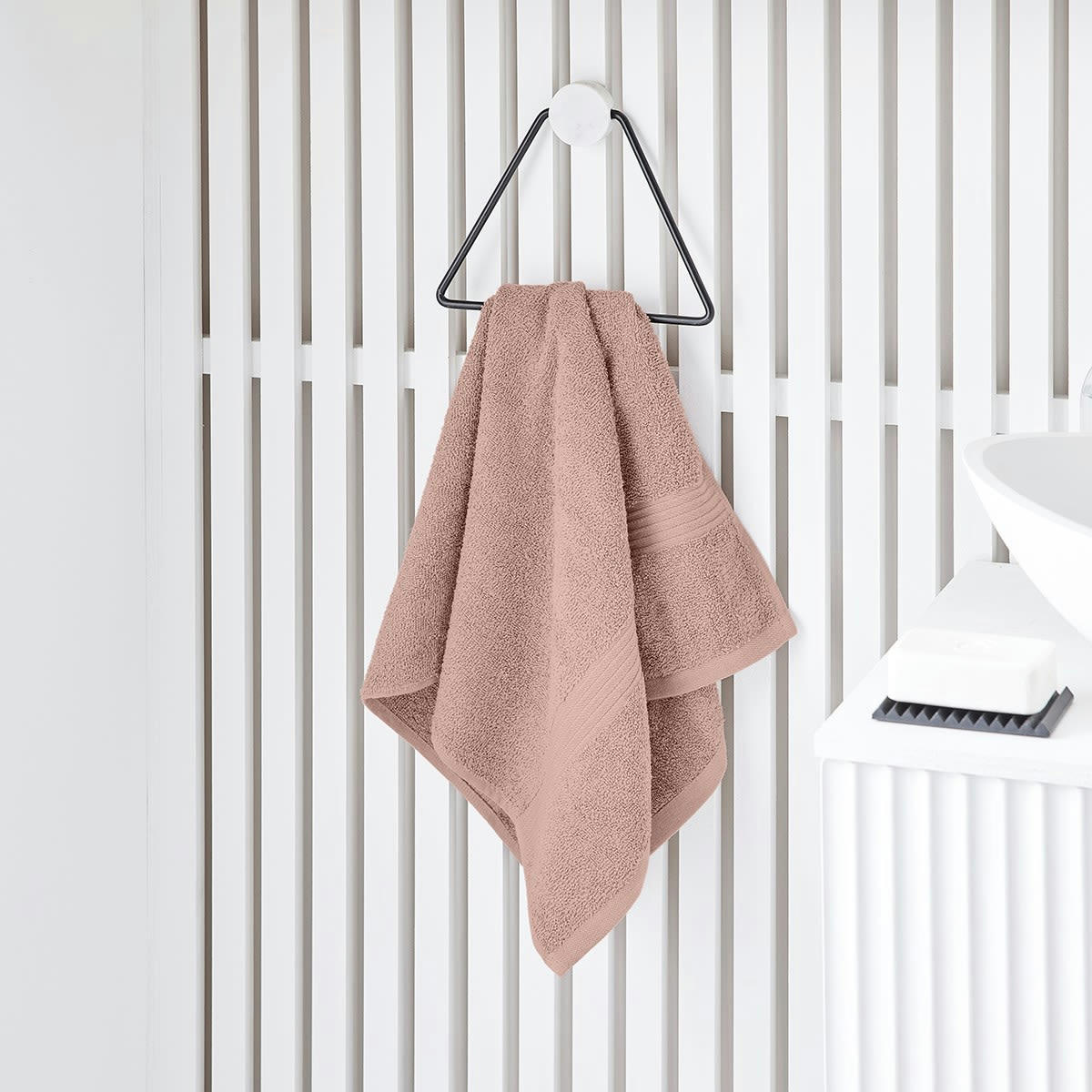 MEVAK BAÑO - Drap de bain uni en coton rose 70x130