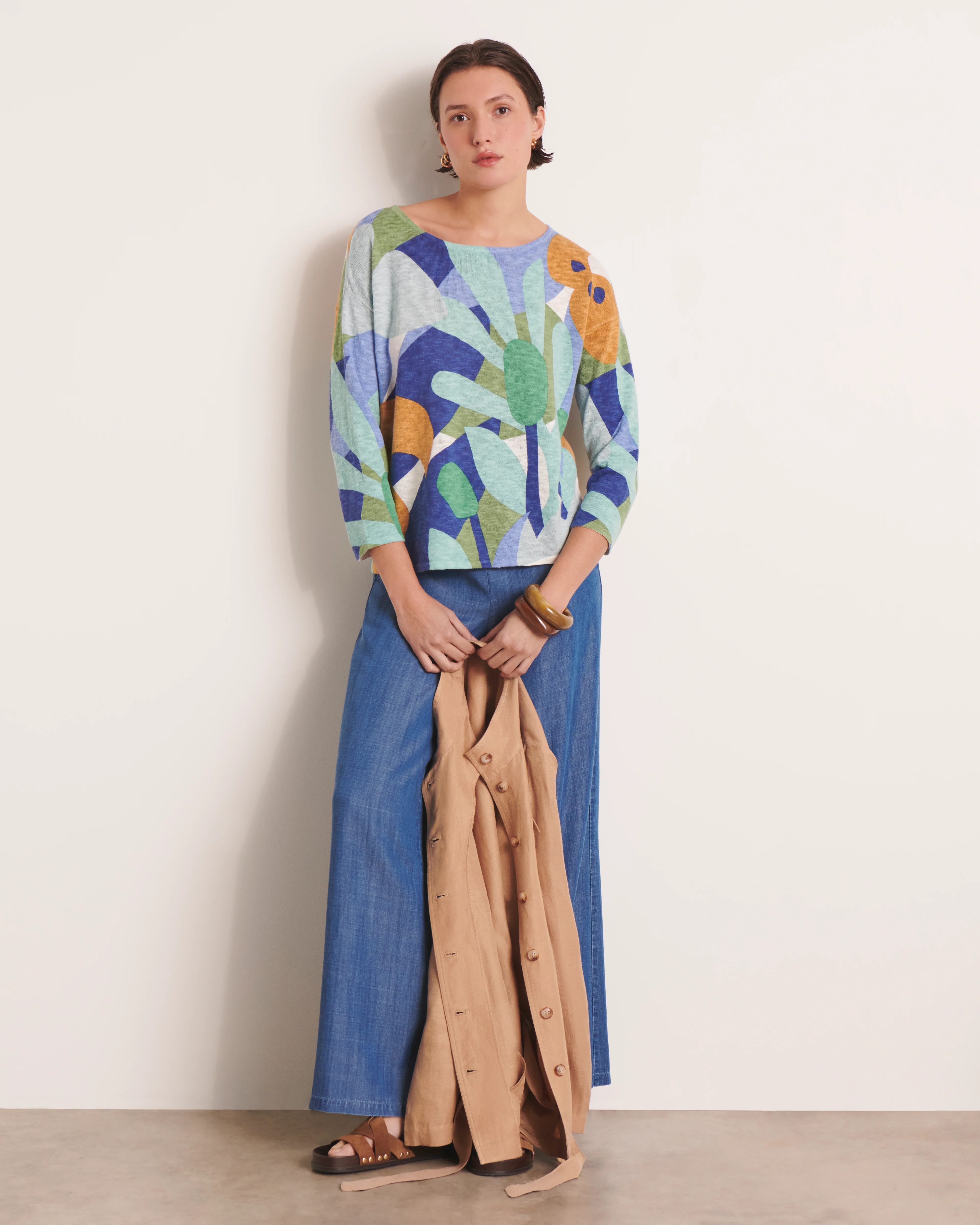 Pull imprimé bleu ALBIZIAME/13192/881