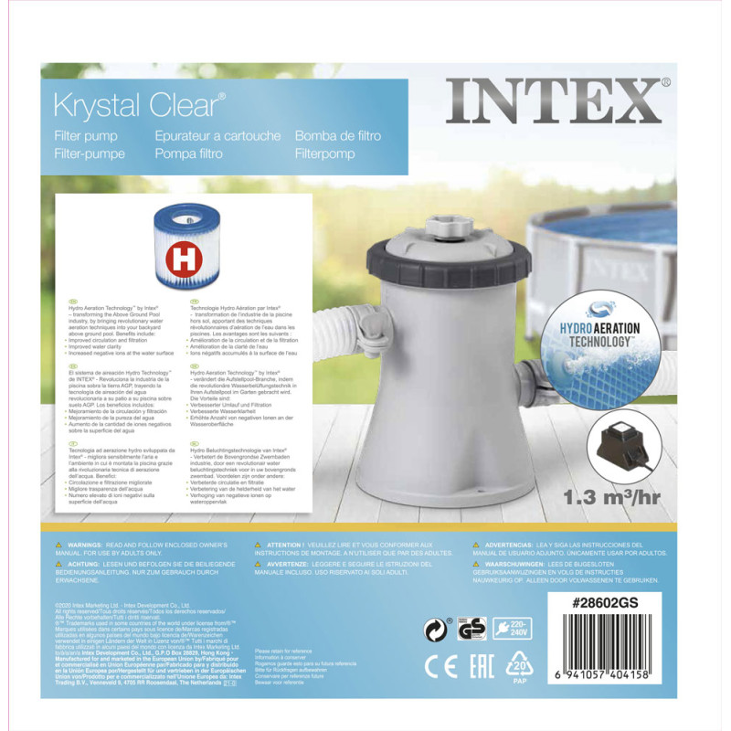 Pompe de filtration à cartouche 1250 L/h INTEX