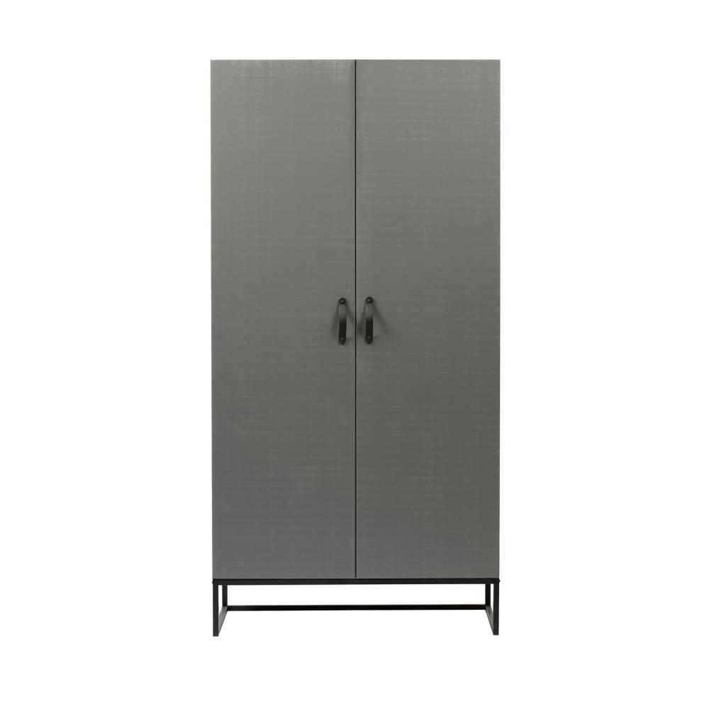 MORRIS - Armoire 2 portes en pin massif gris