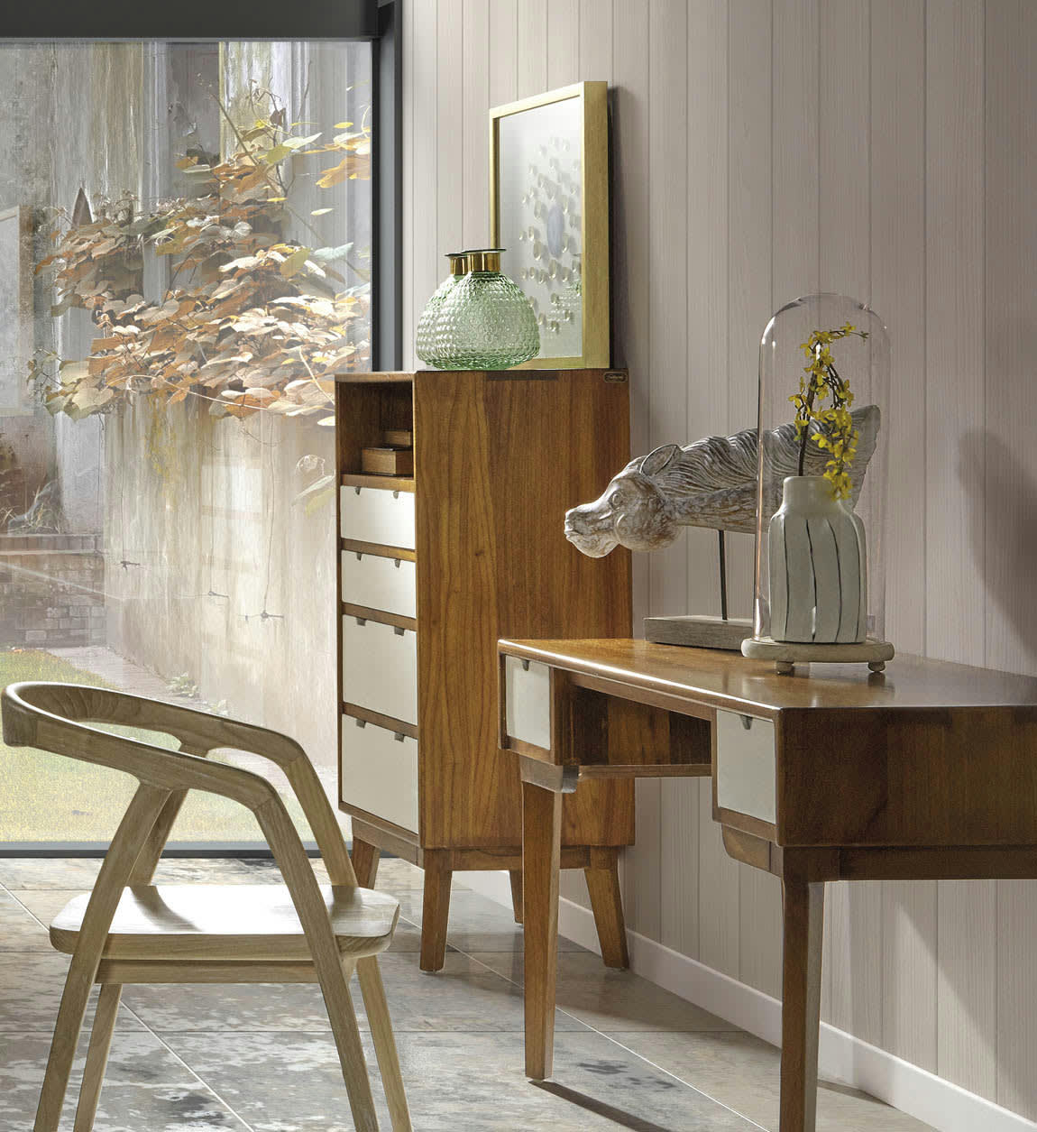 ARTIC - Commode en bois marron et blanc H 125 cm