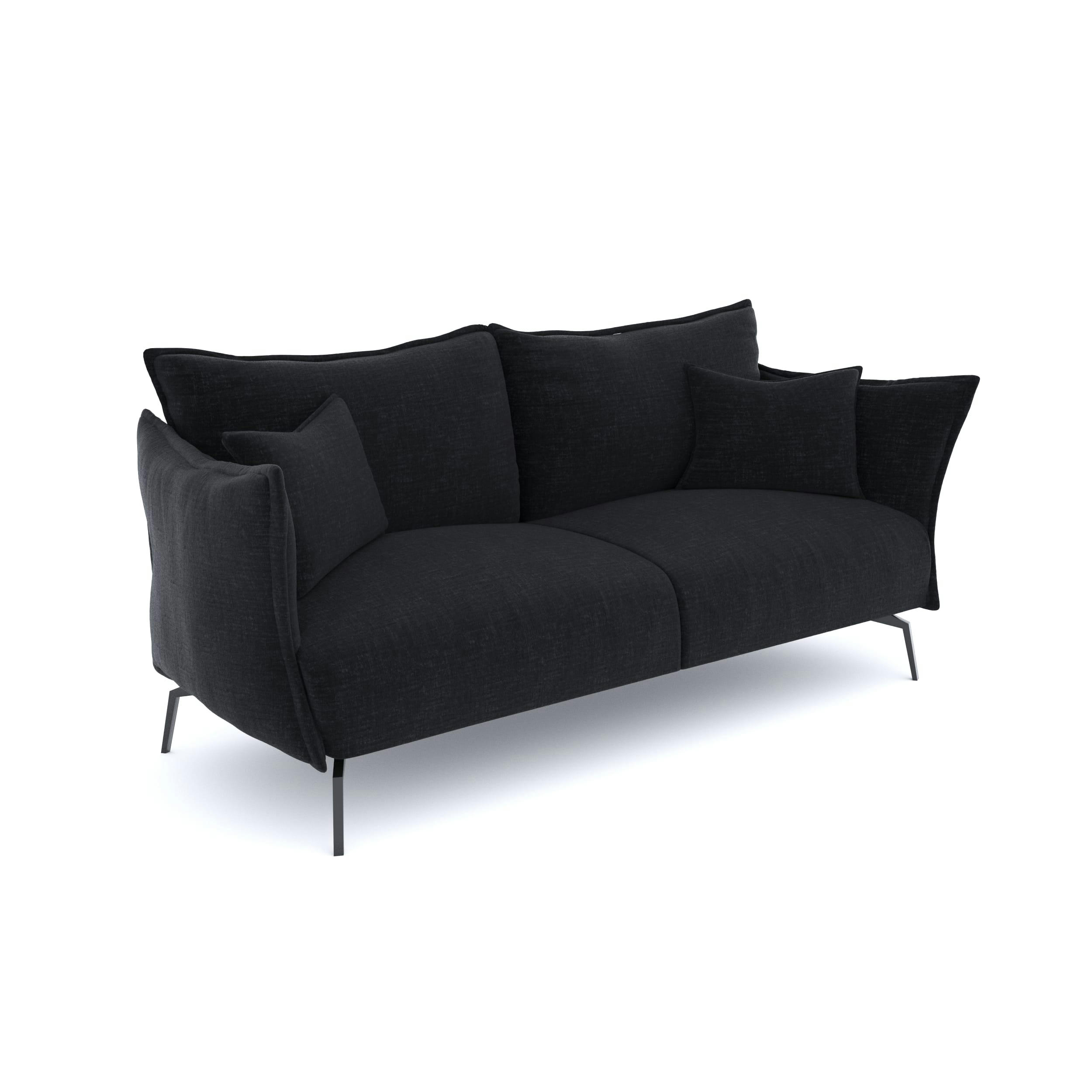 LENNY - Canapé 4 places velours texturé anthracite