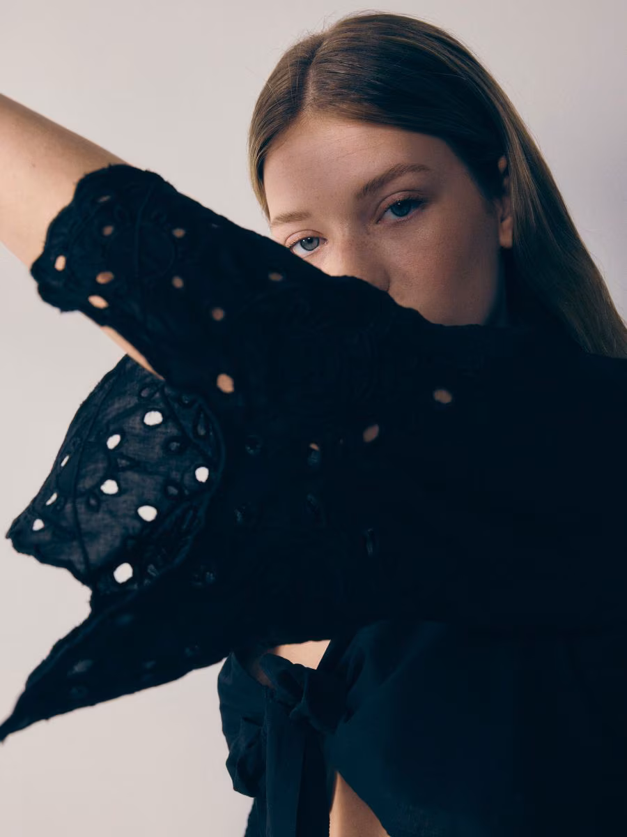 Cropped Shirt With Tie Detail