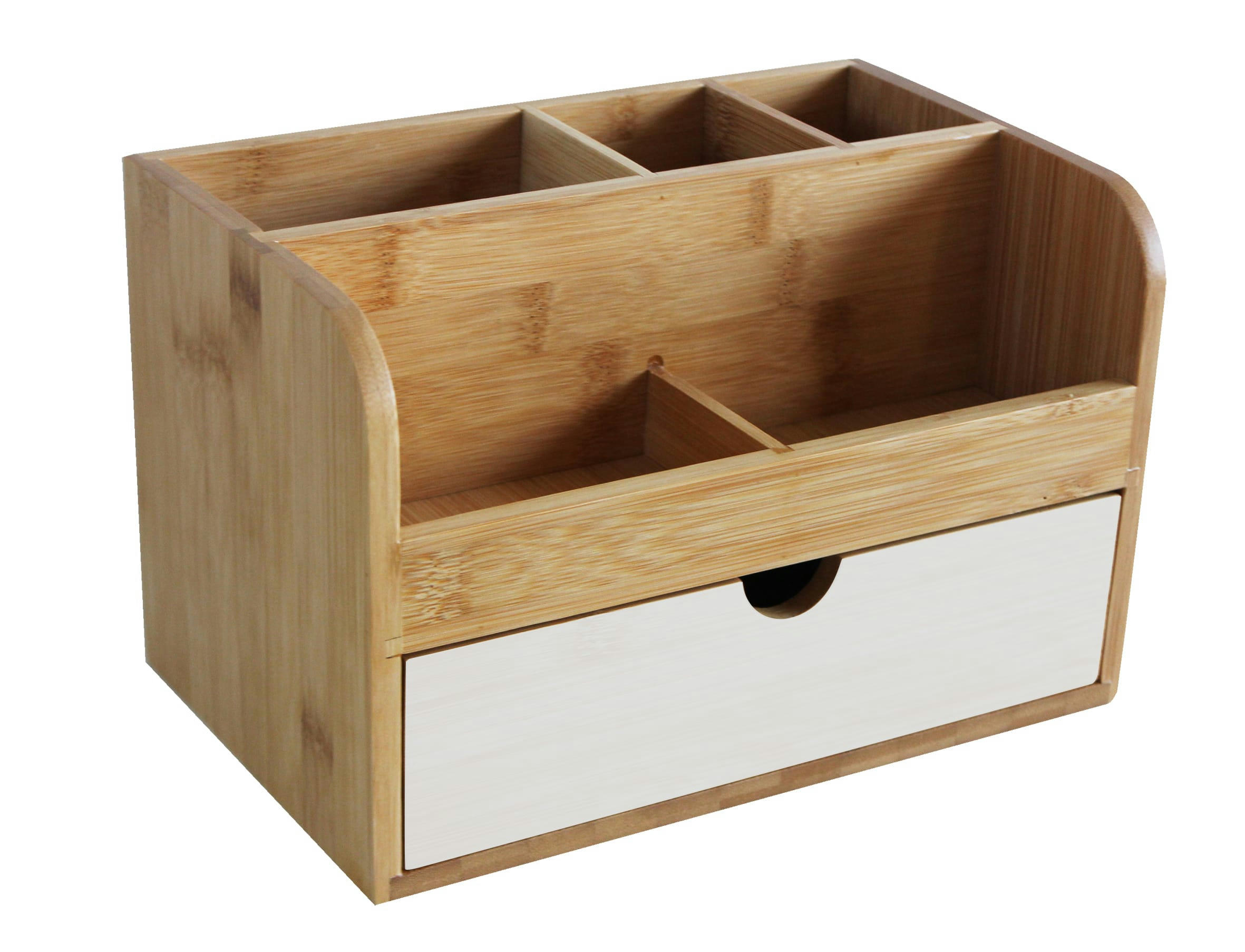 - Rangement pour maquillage en bambou blanc naturel 24x15x15cm