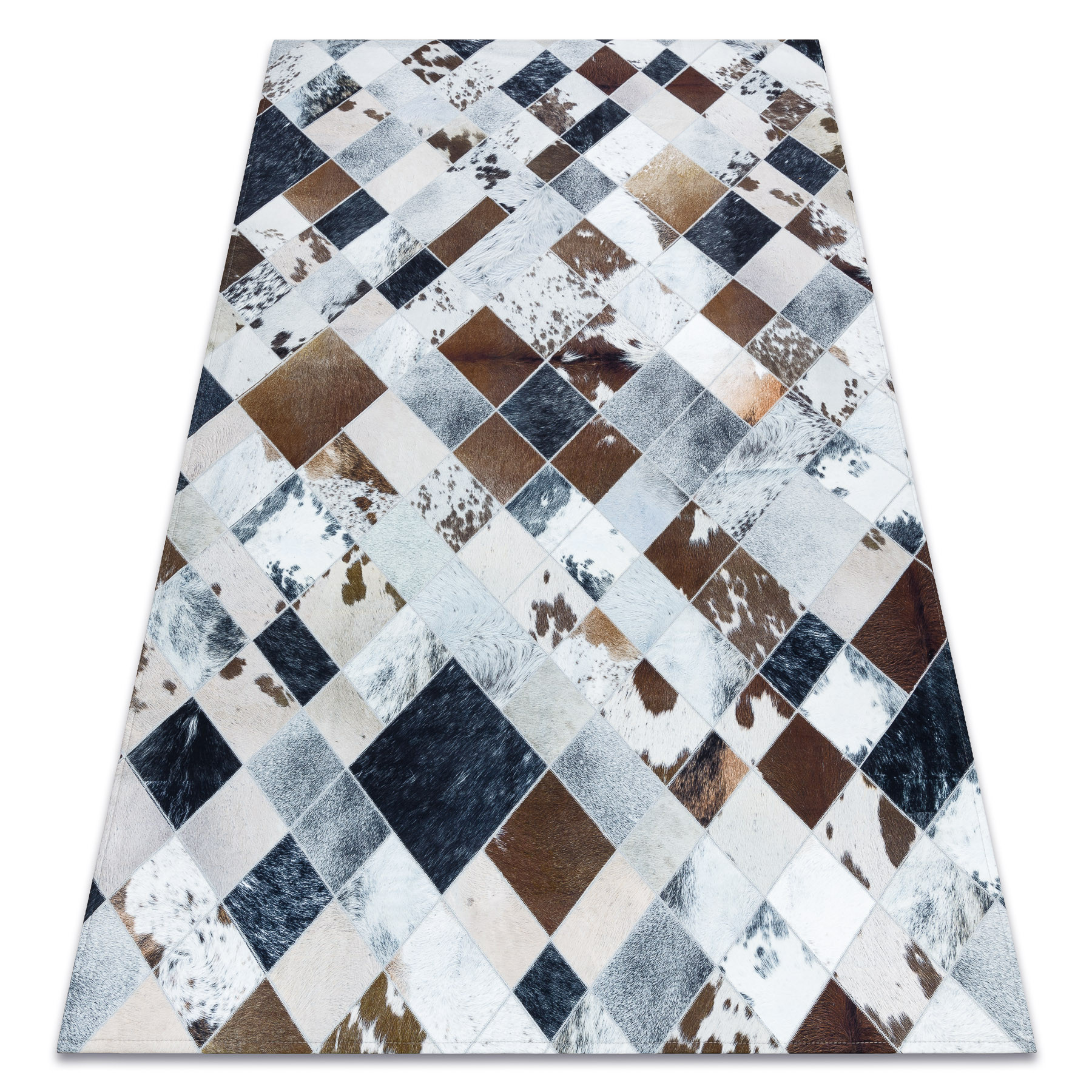 Dywan PATCHWORK 21720 beż / brązowy - Skóra bydlęca, Romby120x170 cm