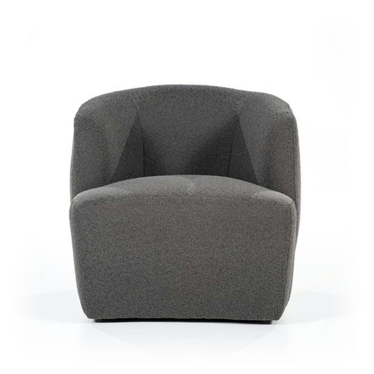 IKOT - Fauteuil rond avec accoudoirs en tissu gris