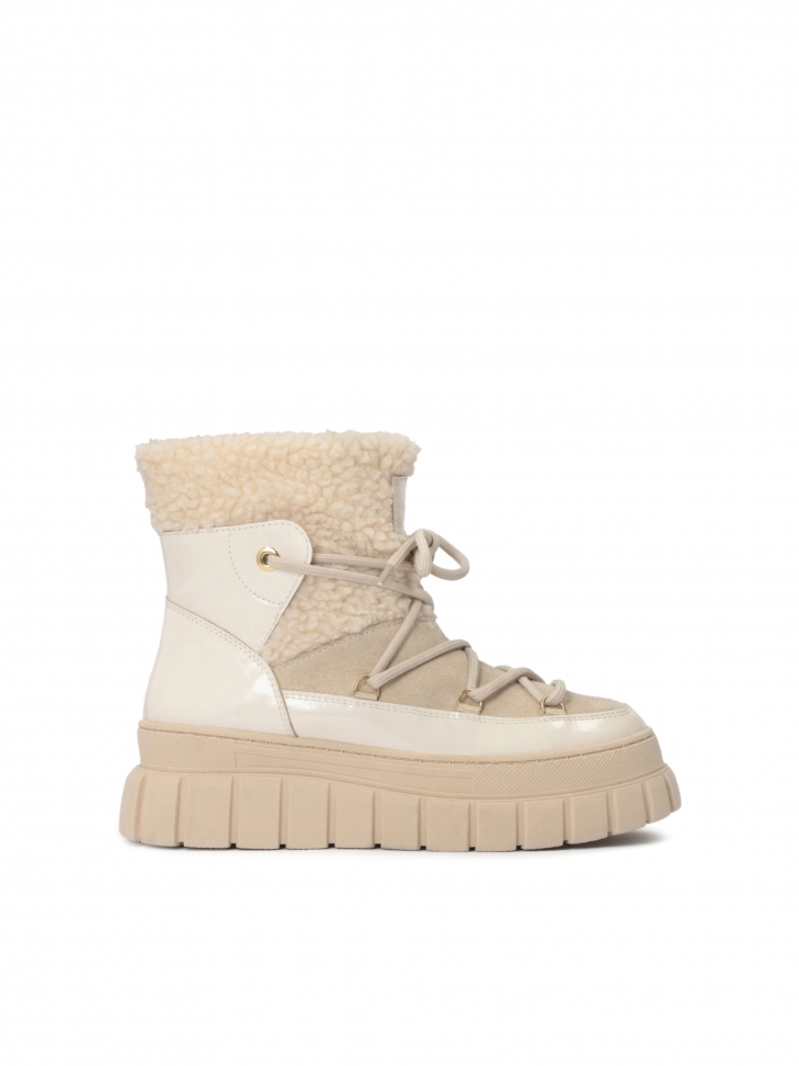 Ladies' beige snow boots with thick soles
