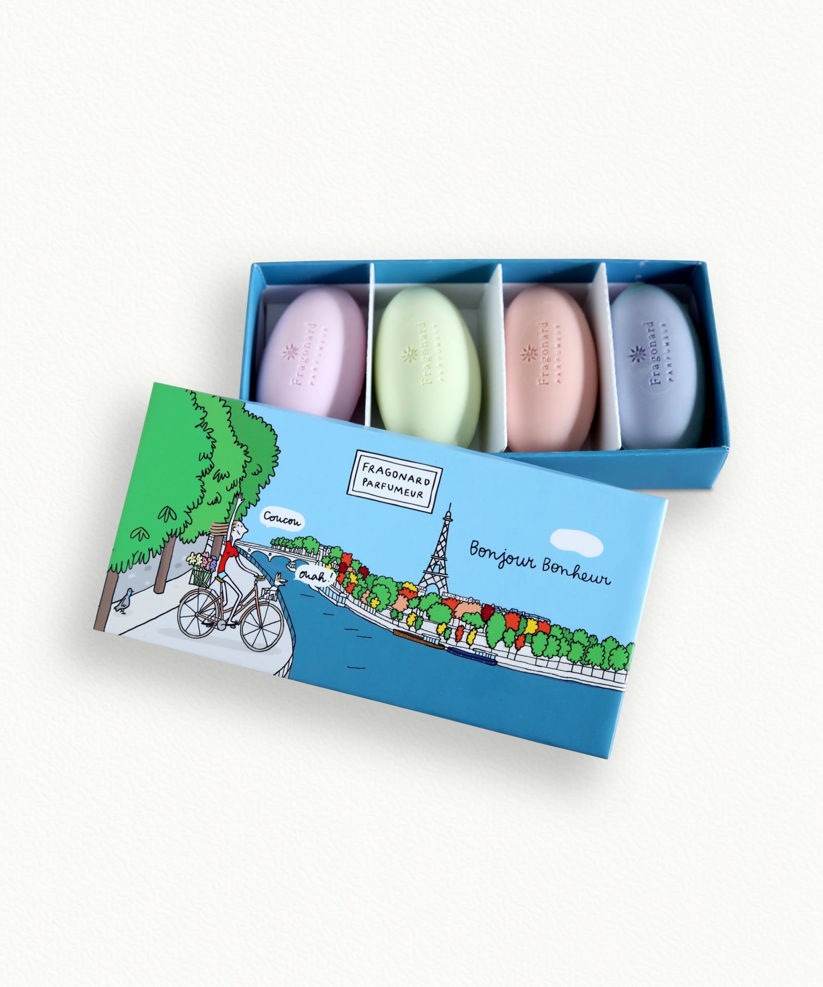 Coffret savons Bonjour Bonheur - 4 mini savons parfumés