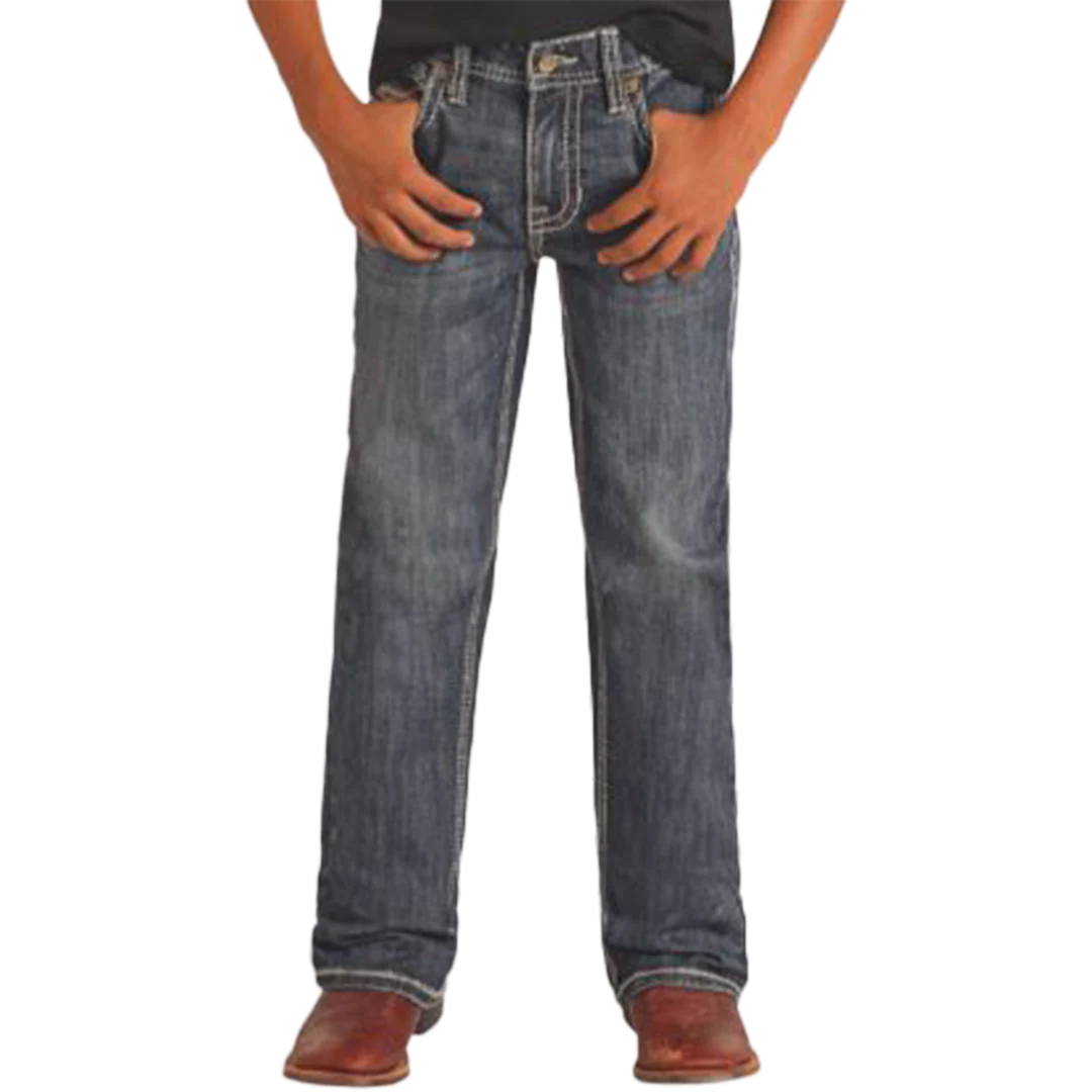 Джинсы-клеш Rock & Roll Denim для мальчиков с вышивкой