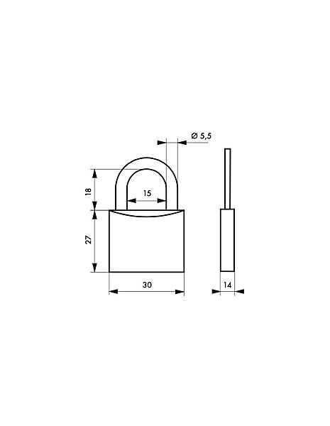 Cadenas à clé Line Sport Tennis, acier, intérieur, anse acier, 30mm, 3 clés - THIRARD