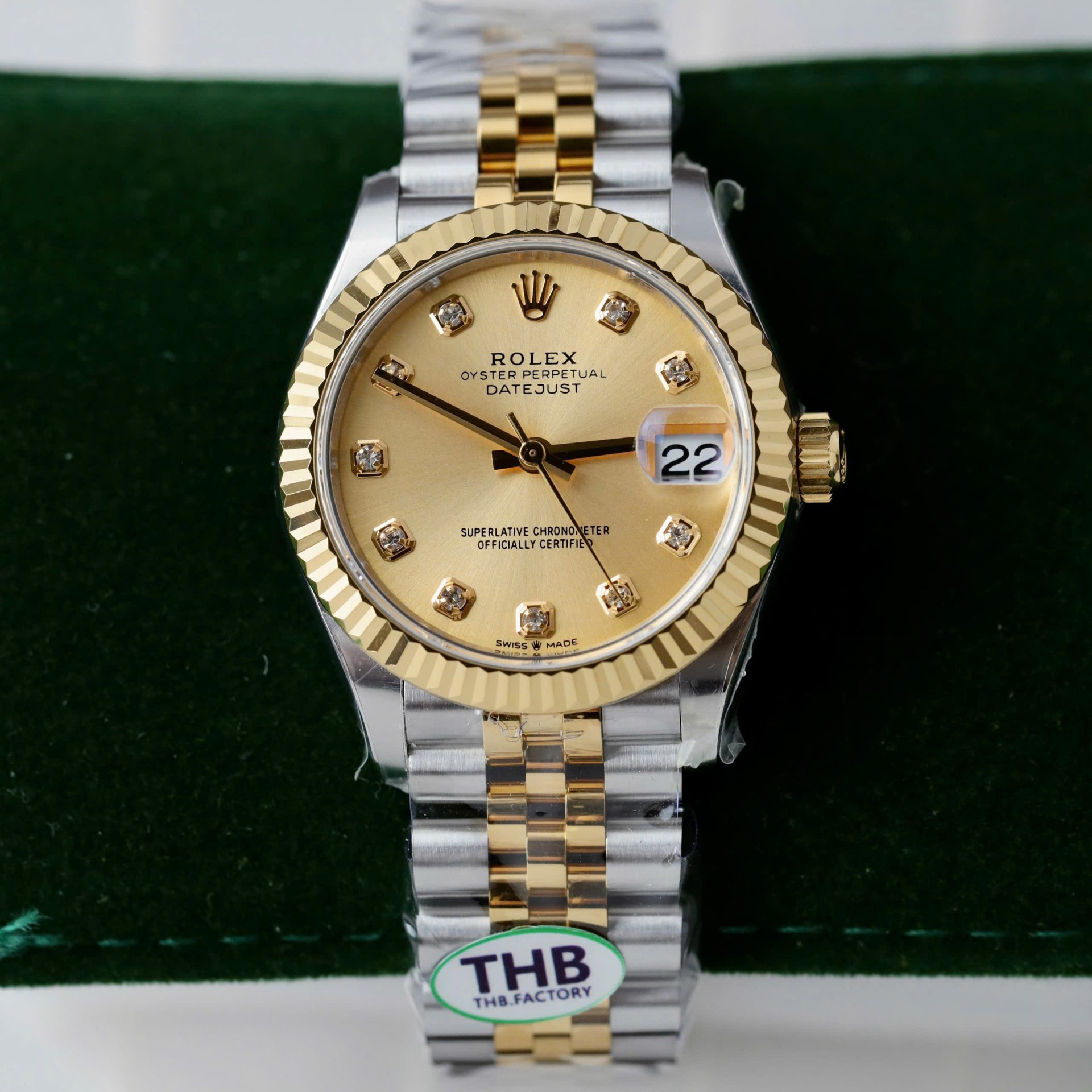 Rolex Datejust 278273 SS/YG Plated Champagne Dial CZ Diamonds 31mm Jub THBF Replica