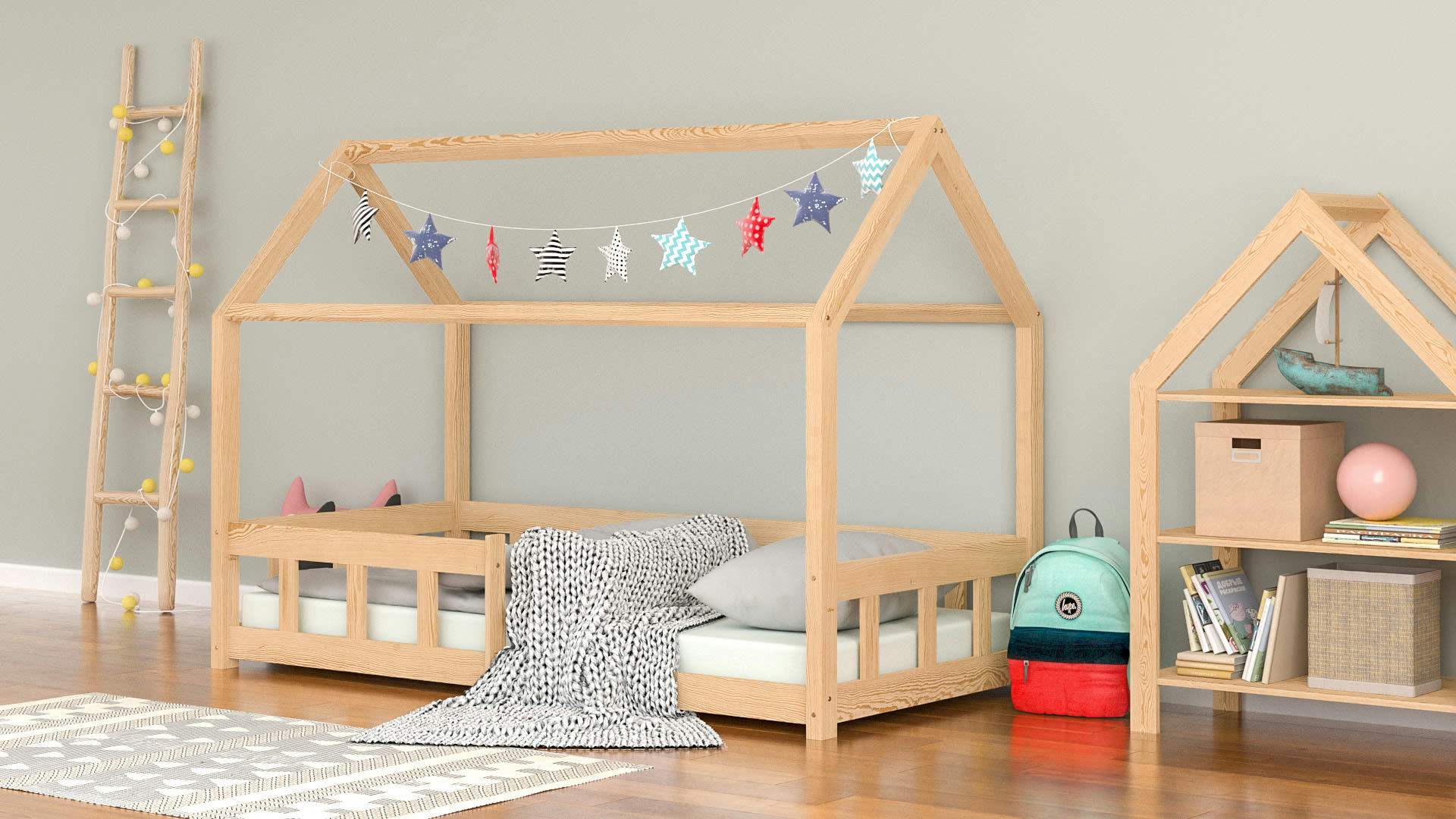 - Lit simple en pin massif 190x90 naturel