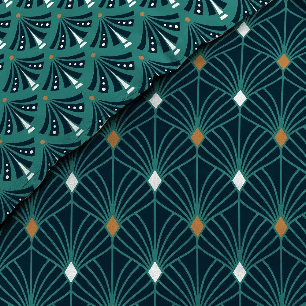 MELOE - Housse de couette coton bleu 260x240 + 2 taies