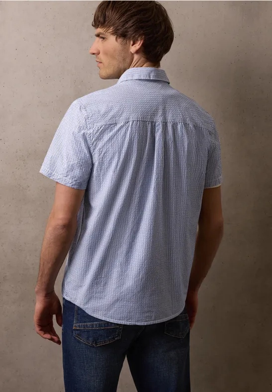 Kurzarm Hemd mit Brusttasche und Streifen