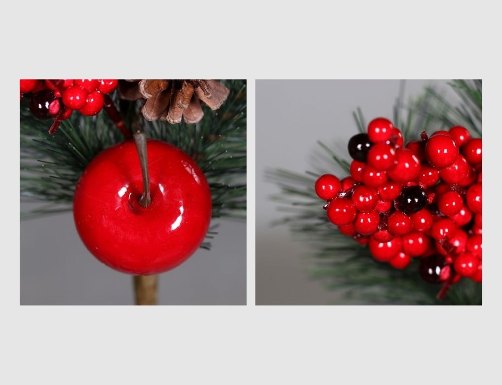 Kiefernpick mit Apfel, Beeren und Zapfen