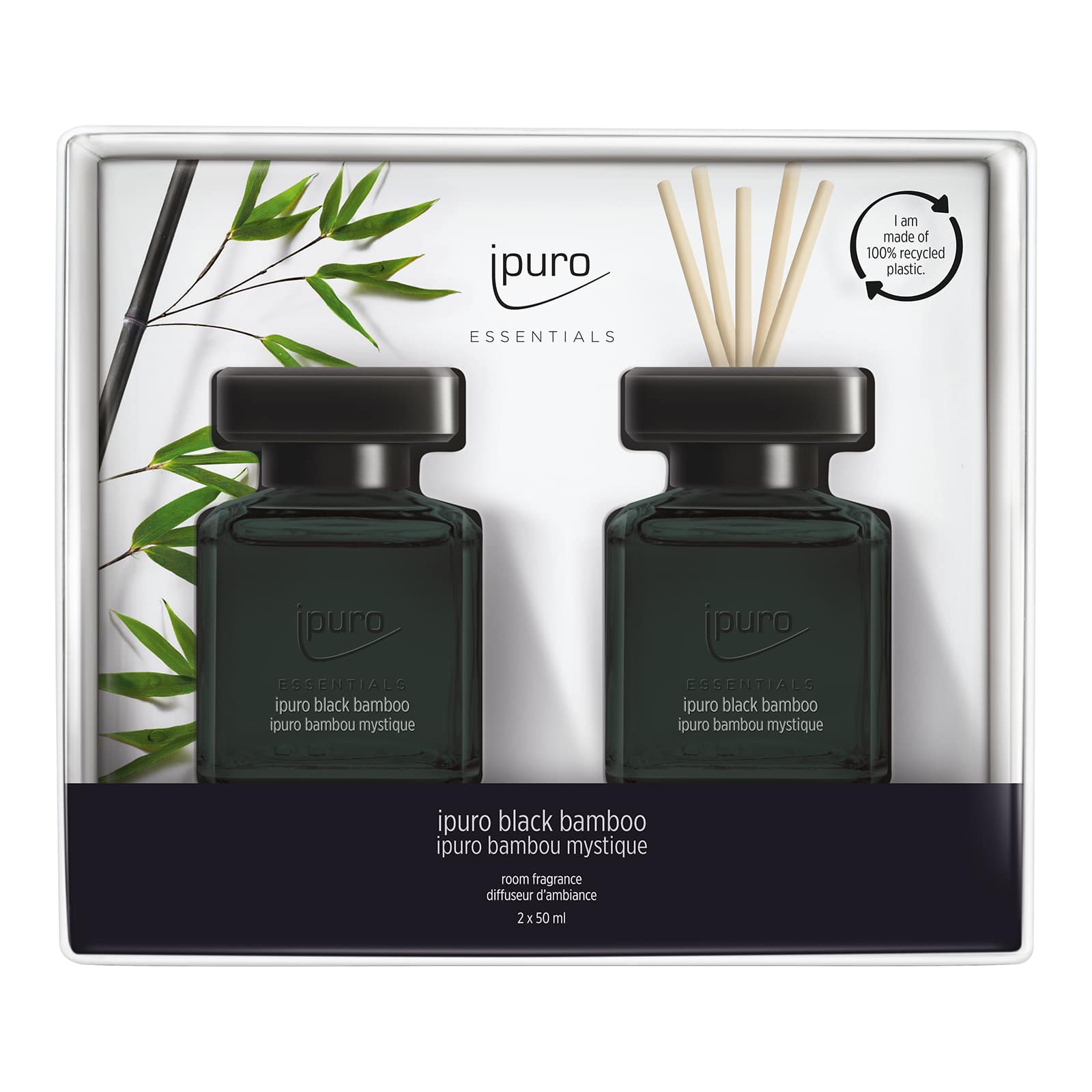 ESSENTIALS Raumduft-Set Black Bamboo Schwarz, 2 Stück, 100 ml