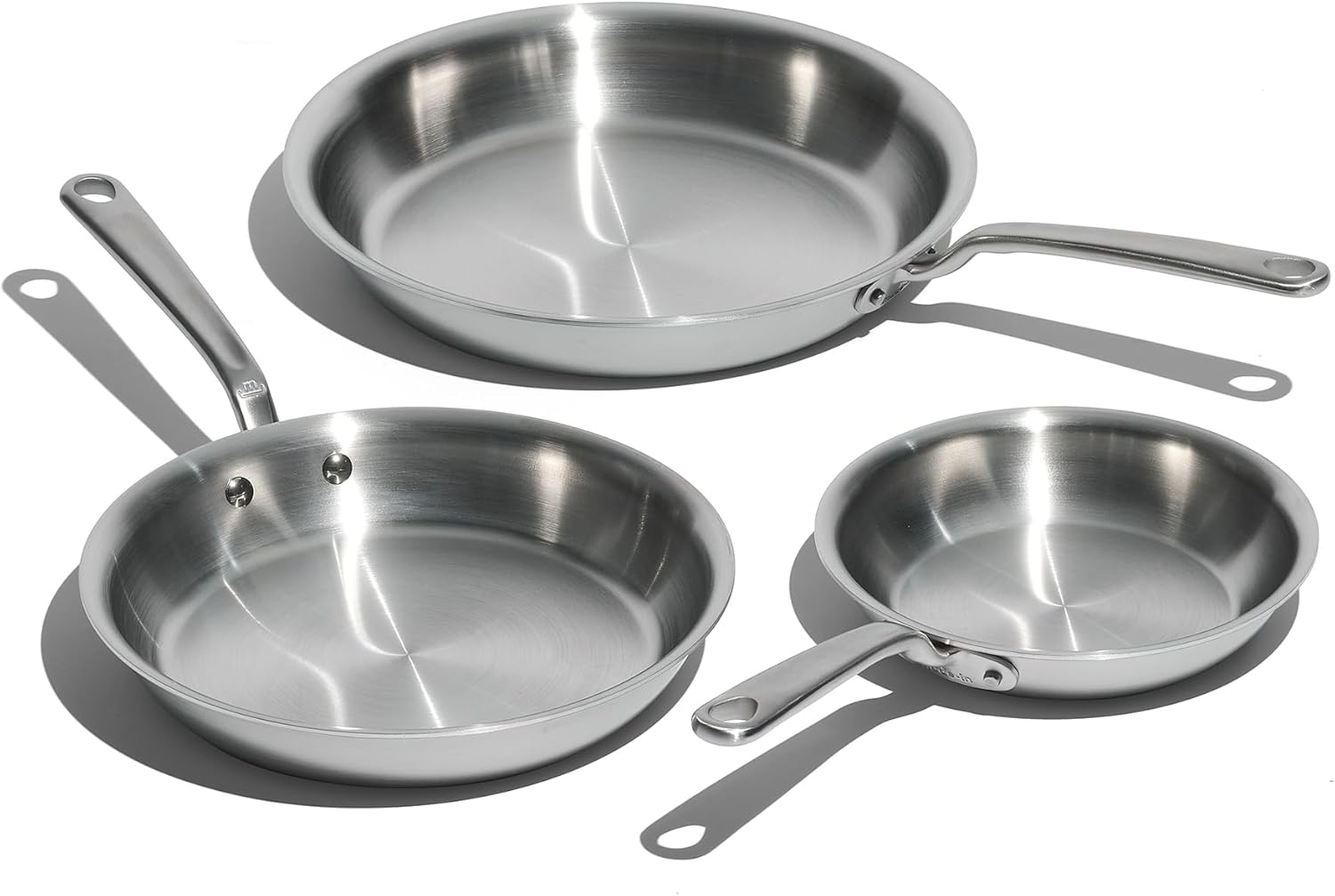 Made In Cookware | 3-Piece (Includes 8,10,12) Stainless Frying Pan Set | 5 Ply Stainless Clad | Professional Cookware | Crafted in Italy | Induction Compatible