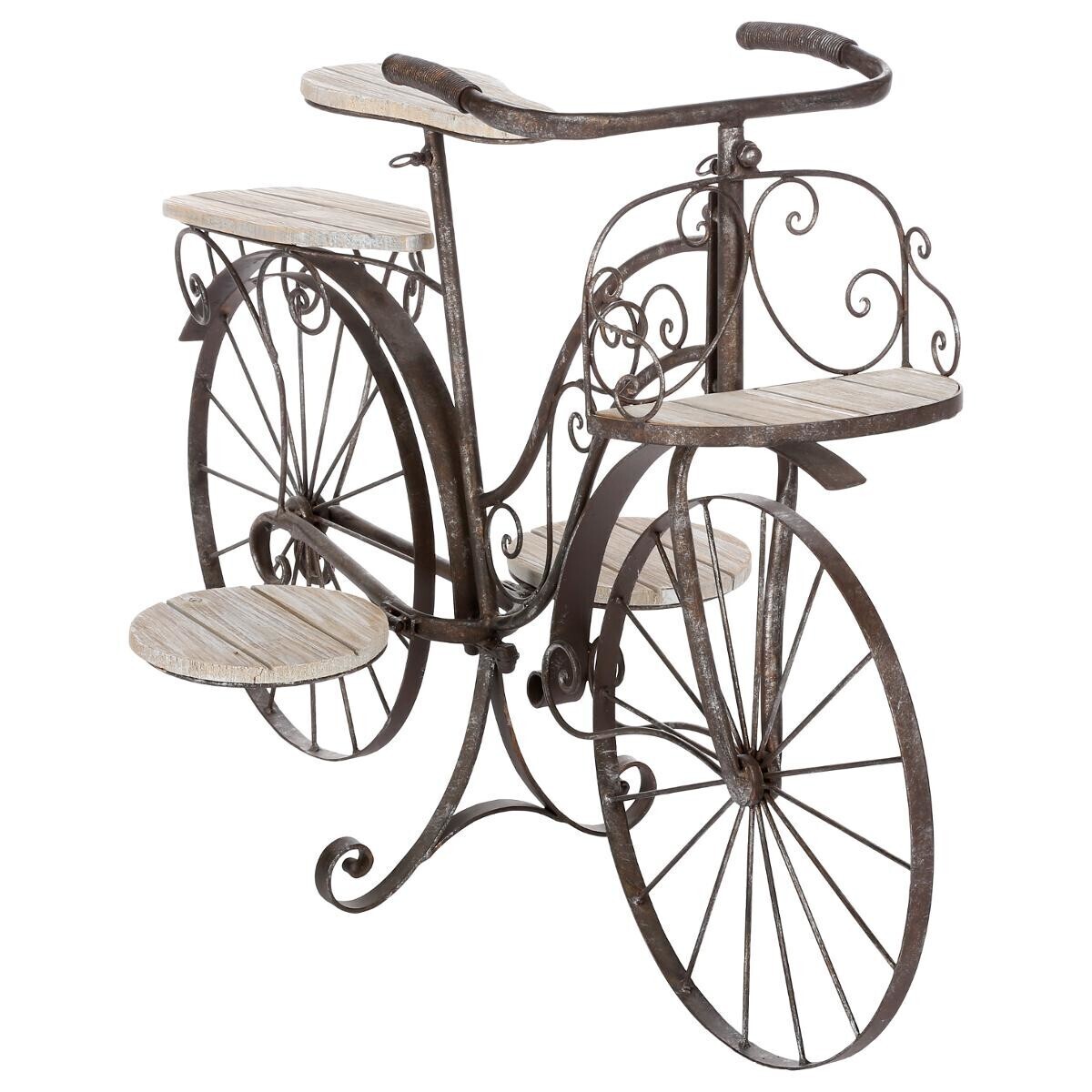Plant holder "Bicycle" Metal and wood, H.59 cm