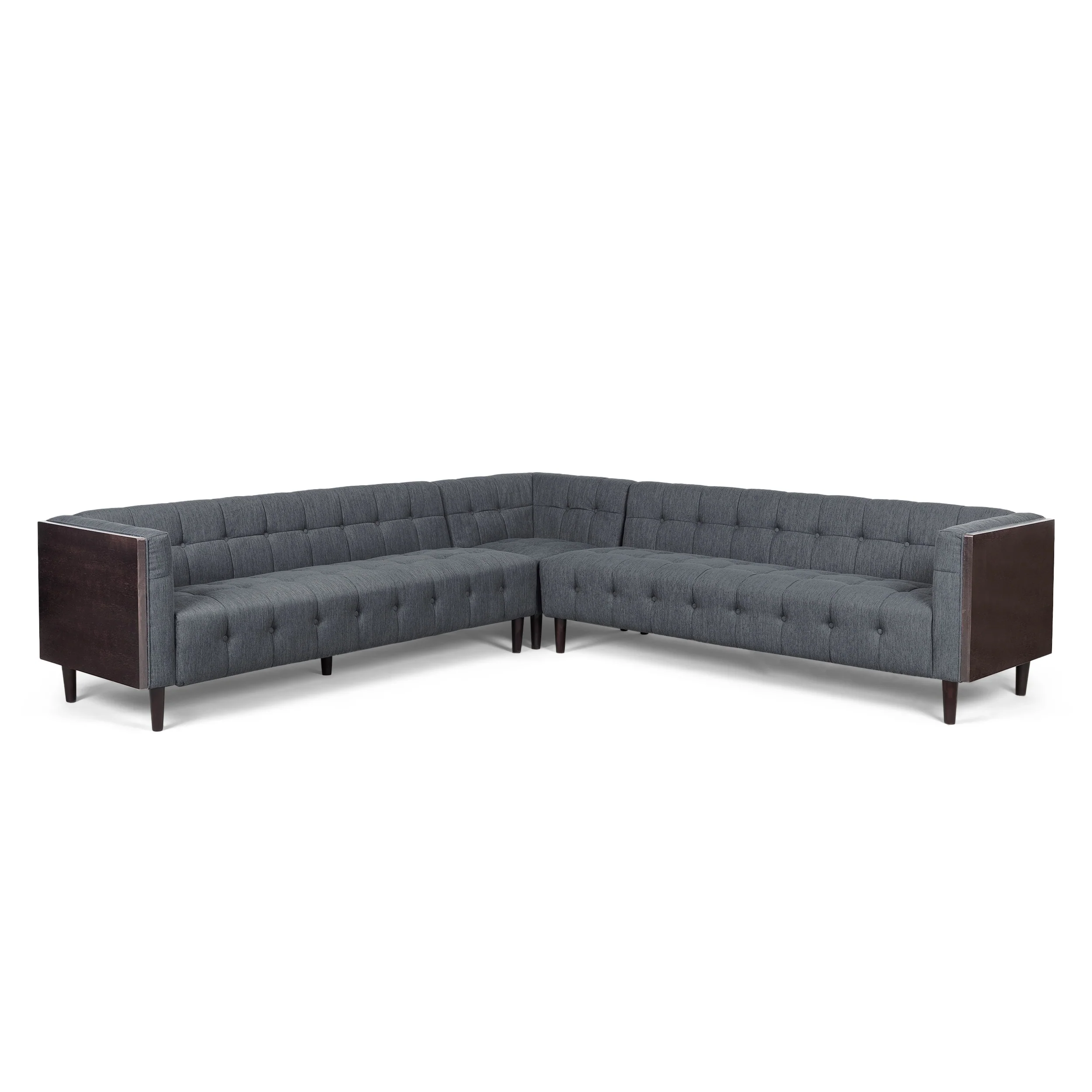 Clermont Mid-century Tufted Sectional Sofa by Christopher Knight Home - 114.00 L x 114.00 W x 30.75 H
