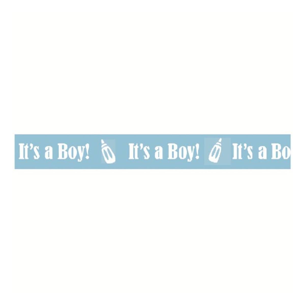 White On Baby Blue It's A Boy Bottle Ribbon 10mm x 4m